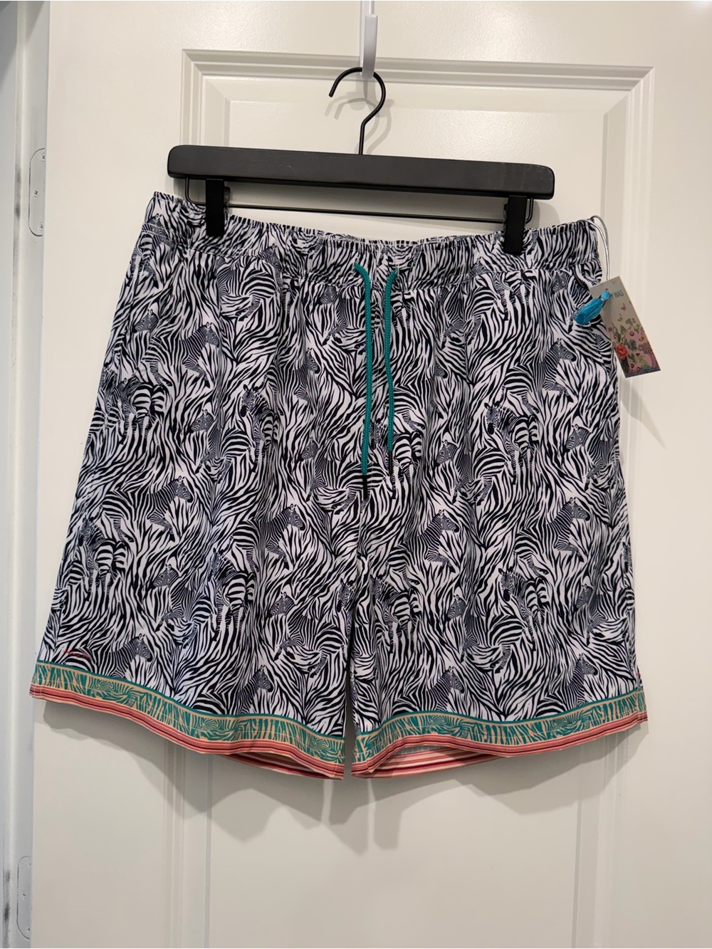 Johnny Was Black and White Zebra Men’s Swim Trunks